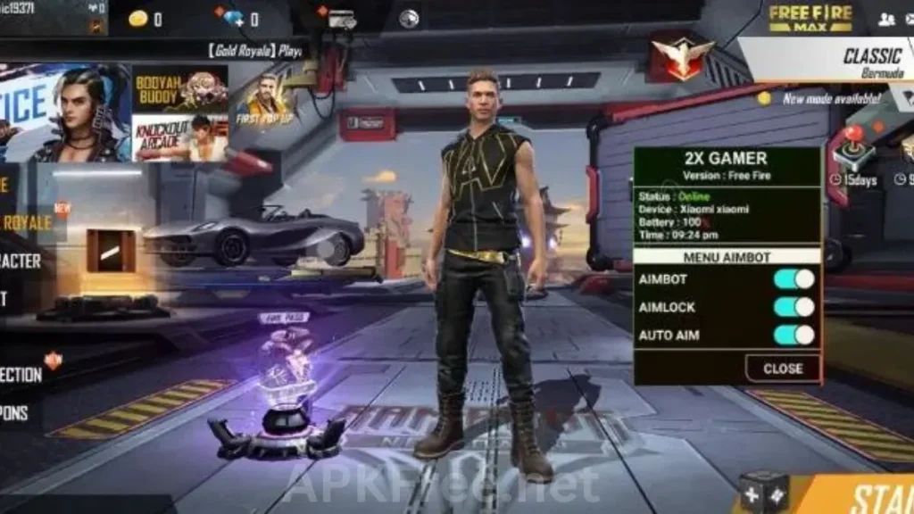 Screenshot of 2X Gamer Injector apk, interface menu option and game character